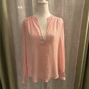 Lumiere Women’s Top Blouse Pullover Longsleeve Sheer Red & White Size Small